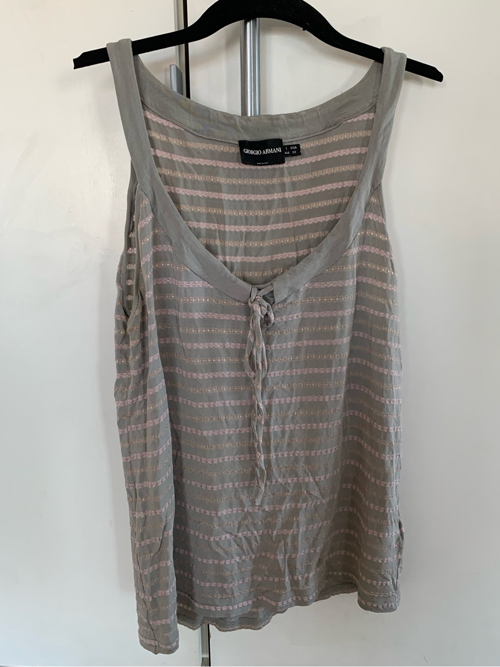 Vintage Giorgio Armani Striped Tank Top with Bow Detail Size 10